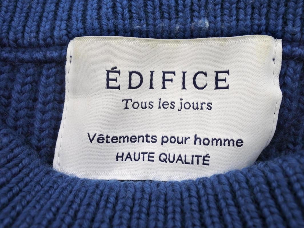 EDIFICE エディフィス ウール100% クルーネック ニット セーター size46/紺 ◇■ ☆ fkb8 メンズ_画像9
