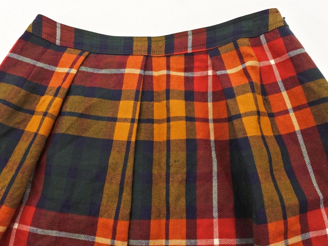HOUSE OF YORK ハウスオブヨーク ウール100% チェック Aライン 台形 スカート size11/黄ｘ赤 ◇■ ☆ fkb8 レディース_画像4