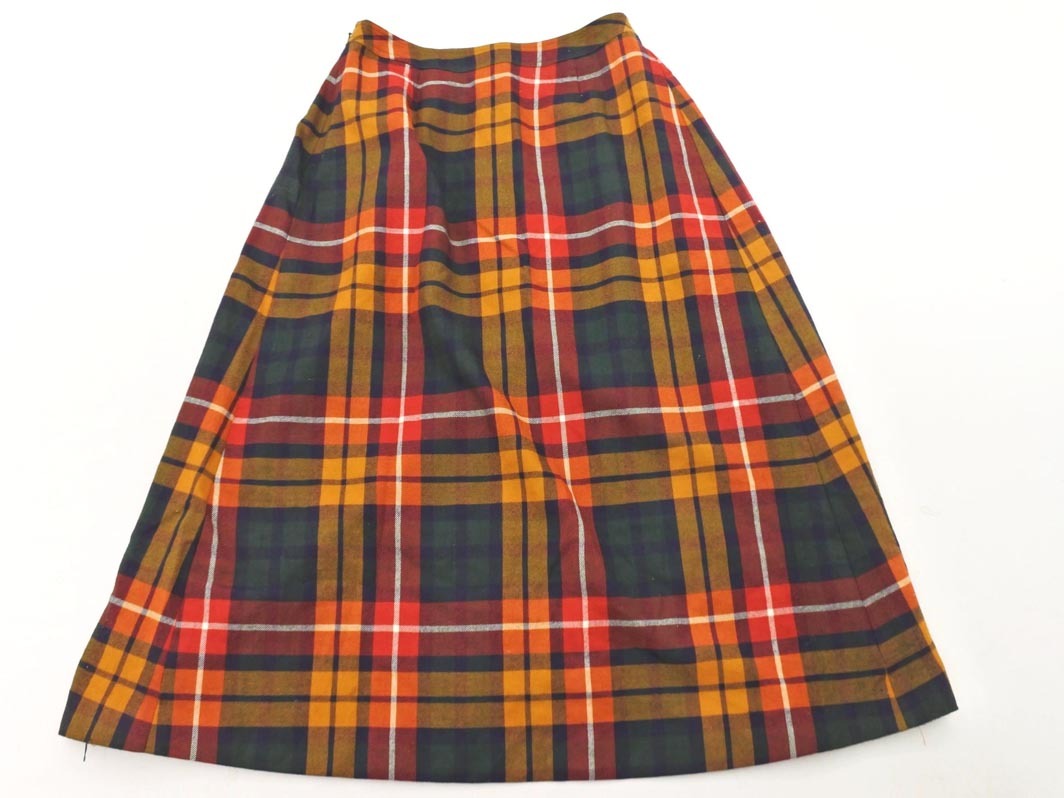 HOUSE OF YORK ハウスオブヨーク ウール100% チェック Aライン 台形 スカート size11/黄ｘ赤 ◇■ ☆ fkb8 レディース_画像5