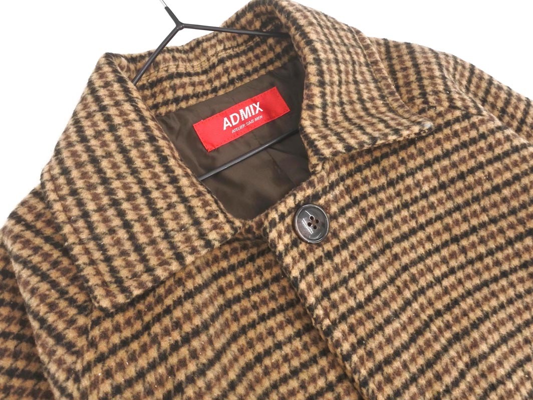 ATELIER SAB アトリエサブ MEN ウール混 千鳥柄 コート sizeM/茶 ◇■ ☆ fkb8 レディース_画像4