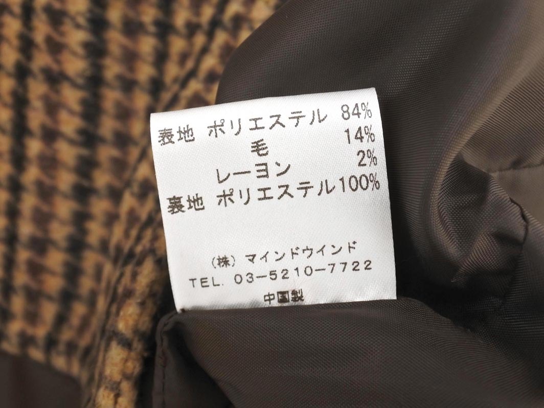 ATELIER SAB アトリエサブ MEN ウール混 千鳥柄 コート sizeM/茶 ◇■ ☆ fkb8 レディース_画像6