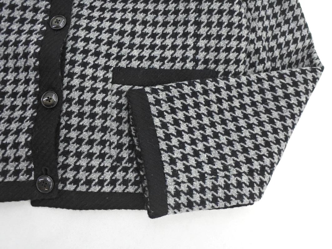 JUNKO SHIMADA ジュンコシマダ AWAW ウール混 千鳥柄 ノーカラー ジャケット size13AR/黒ｘグレー ◇■ ☆ fkb9 レディース_画像3