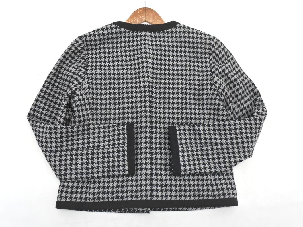 JUNKO SHIMADA ジュンコシマダ AWAW ウール混 千鳥柄 ノーカラー ジャケット size13AR/黒ｘグレー ◇■ ☆ fkb9 レディース_画像5