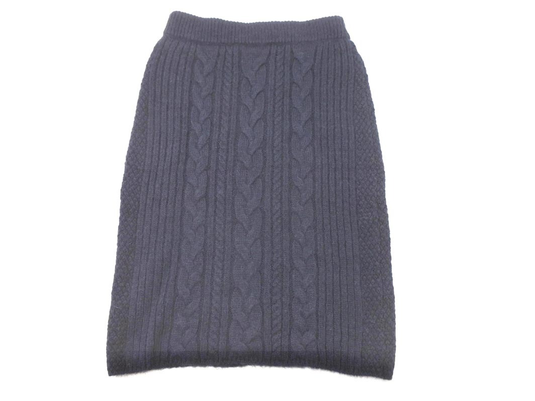 Apuweiser-riche アプワイザーリッシェ ウール混 ケーブル編み ビーズ刺 セットアップ size上2 下1/濃紺 ◇■ ☆ fkb9 レディース_画像8