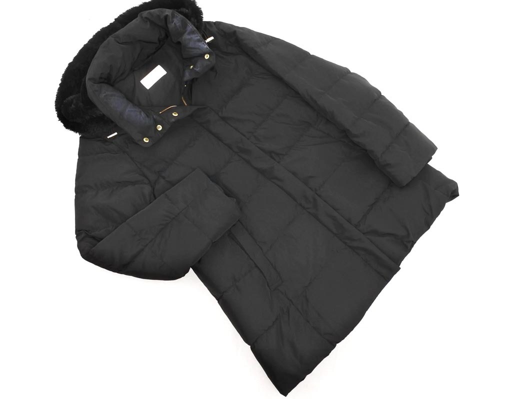 GLOBAL WORK グローバルワーク フード フェイクファー ダウン コート sizeL/黒 ◆■ ☆ fkb9 レディース_画像1