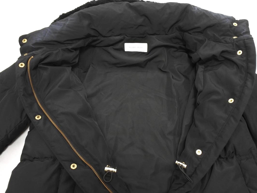 GLOBAL WORK グローバルワーク フード フェイクファー ダウン コート sizeL/黒 ◆■ ☆ fkb9 レディース_画像4