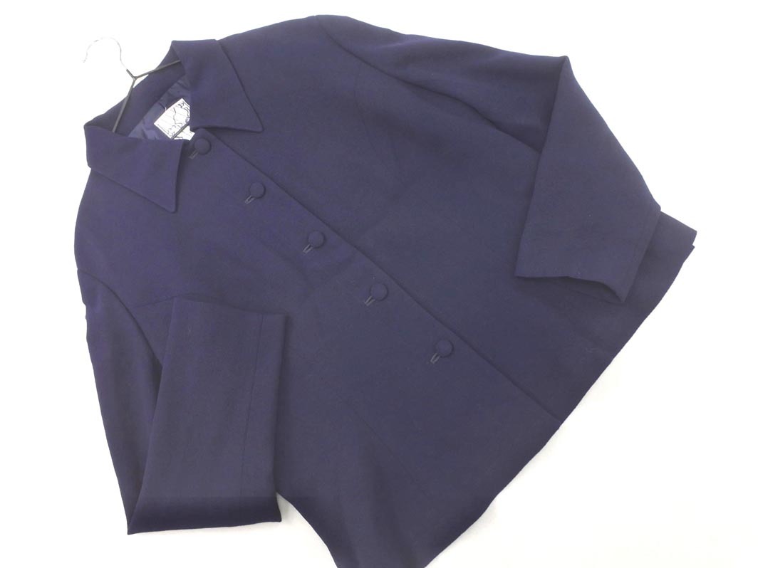 JUNKO SHIMADA ジュンコシマダ 大きいサイズ ウール100% ステンカラー ジャケット size15/紺 ◇■ ☆ fkb9 レディース_画像1