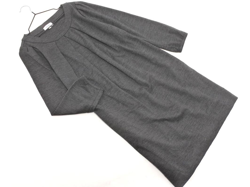 自由区 ウール100% Iライン ワンピース size38/チャコール ◇■ ☆ fkb9 レディース_画像1