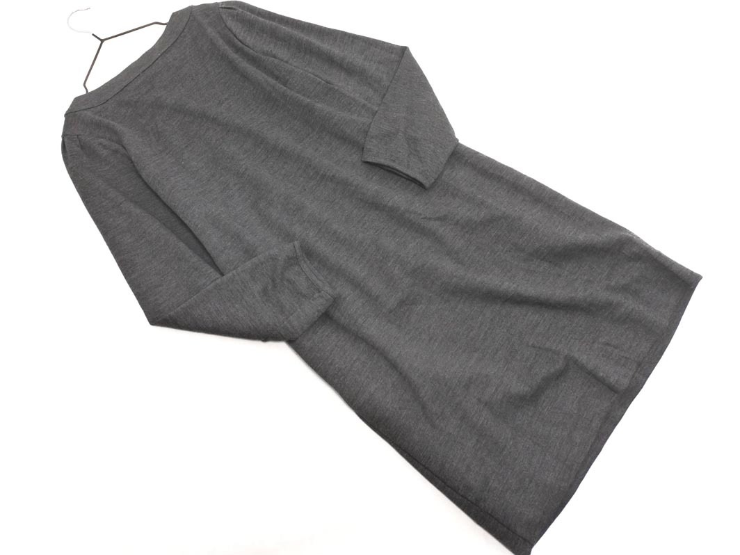 自由区 ウール100% Iライン ワンピース size38/チャコール ◇■ ☆ fkb9 レディース_画像5