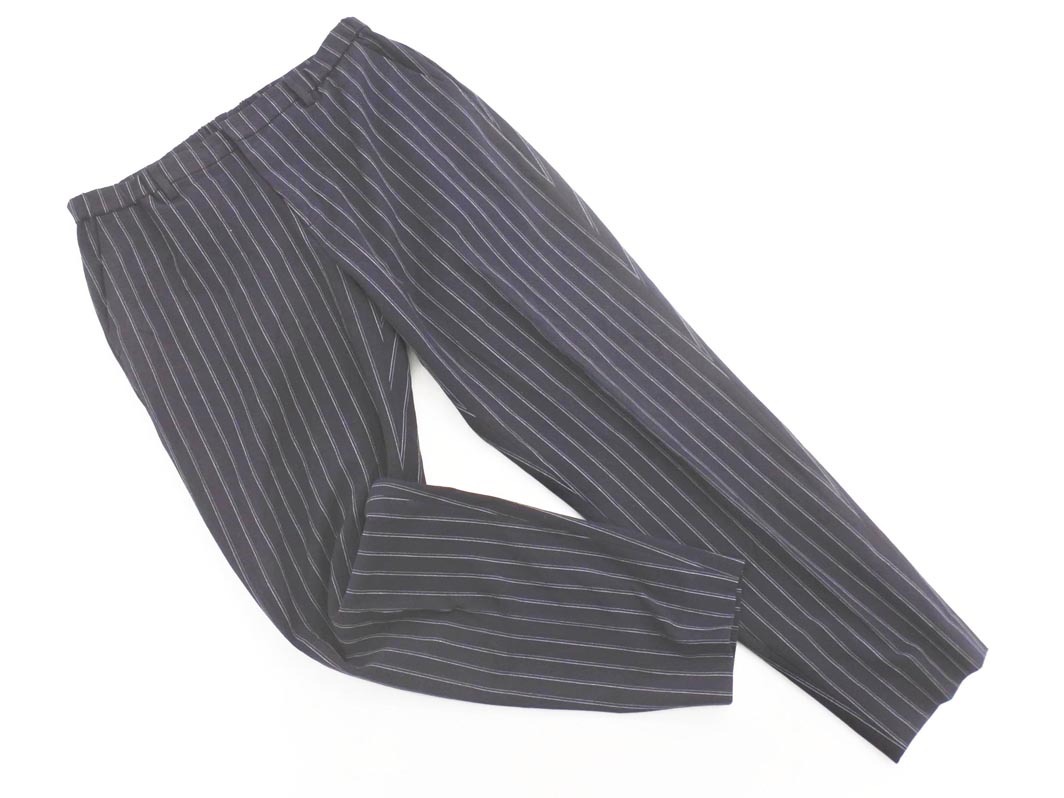ネコポスOK 自由区 ストライプ テーパード パンツ size44/紺 ■■ ☆ fkb9 レディース_画像1