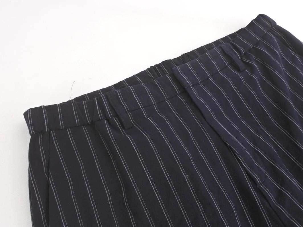 ネコポスOK 自由区 ストライプ テーパード パンツ size44/紺 ■■ ☆ fkb9 レディース_画像2