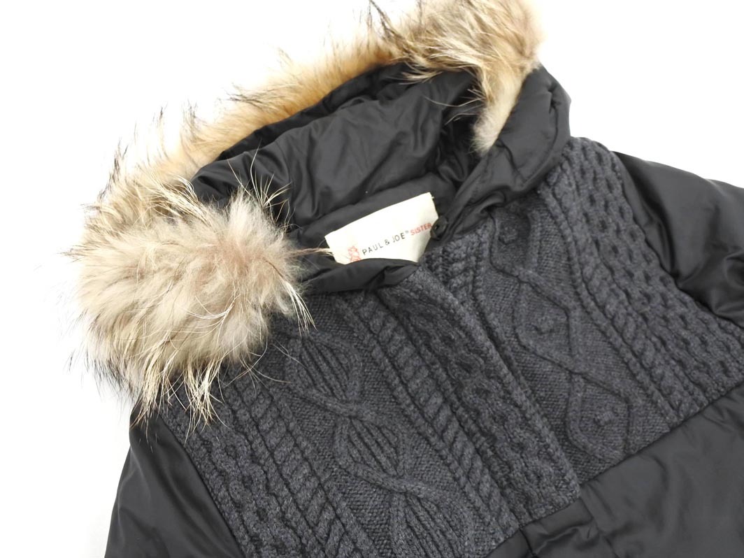 PAUL & JOE paul (pole) & Joe кабель плетеный вязаный переключатель пуховик size36/ чёрный x серый *# * fkc1 женский 