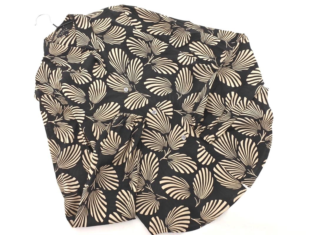 ネコポスOK theory セオリー 総柄 ブラウス シャツ size2/黒 ◇■ ☆ fkc1 レディース_画像1