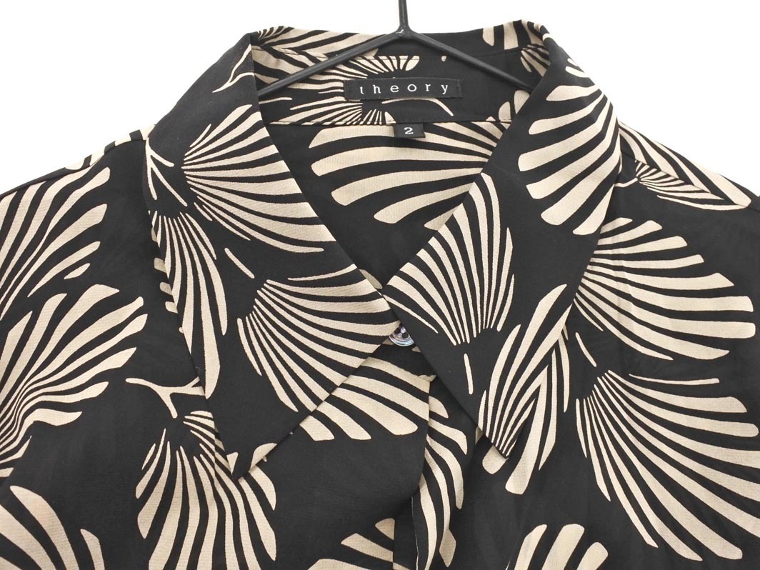 ネコポスOK theory セオリー 総柄 ブラウス シャツ size2/黒 ◇■ ☆ fkc1 レディース_画像3