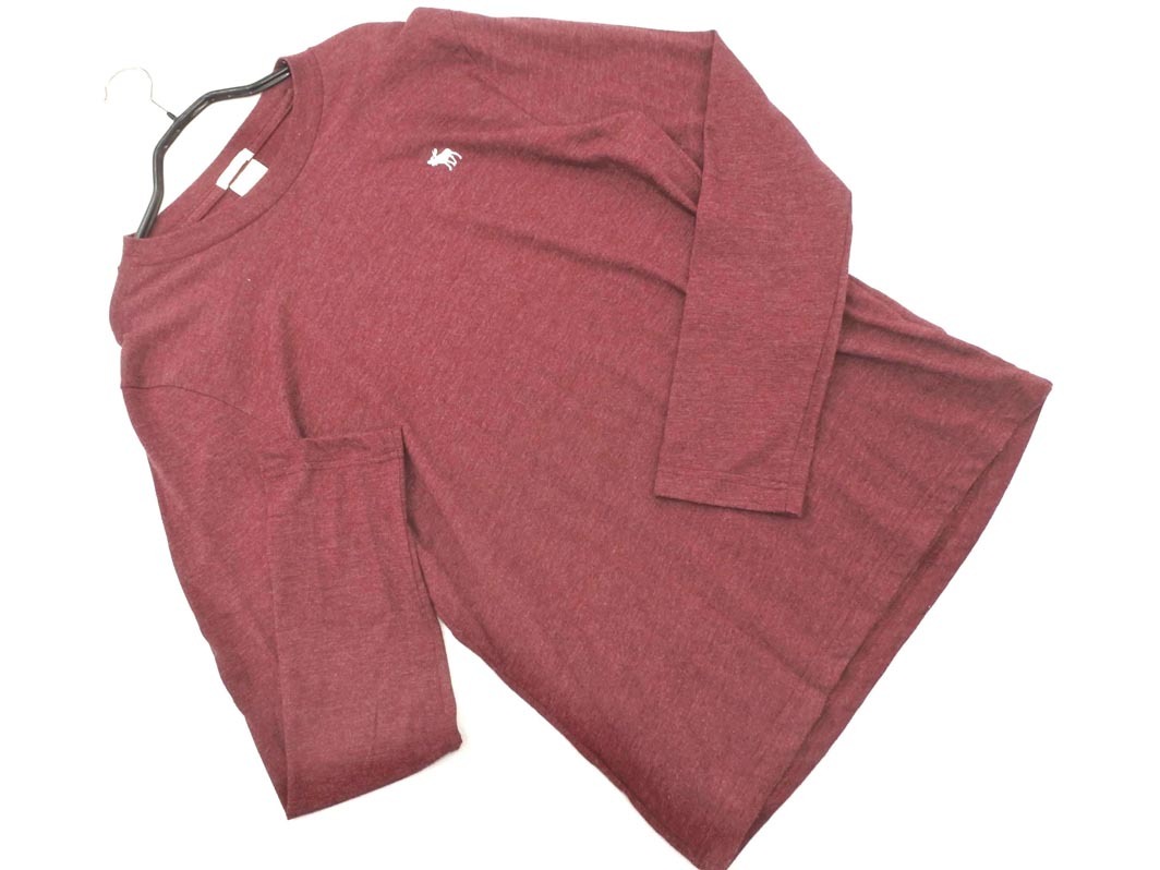 Abercrombie & Fitch アバクロンビー&フィッチ ワンポイント 刺繍 プルオーバー カットソー sizeS/ボルドー ◇■ ☆ fkc0 メンズ_画像1