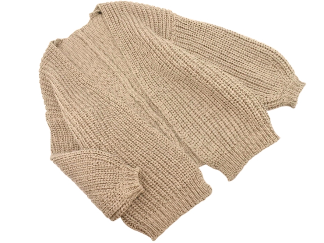 ADAM ET ROPE’ アダムエロペ SALON パフスリーブ ショール カーディガン sizeF/ベージュ ◇■ ☆ fkc0 レディース_画像1