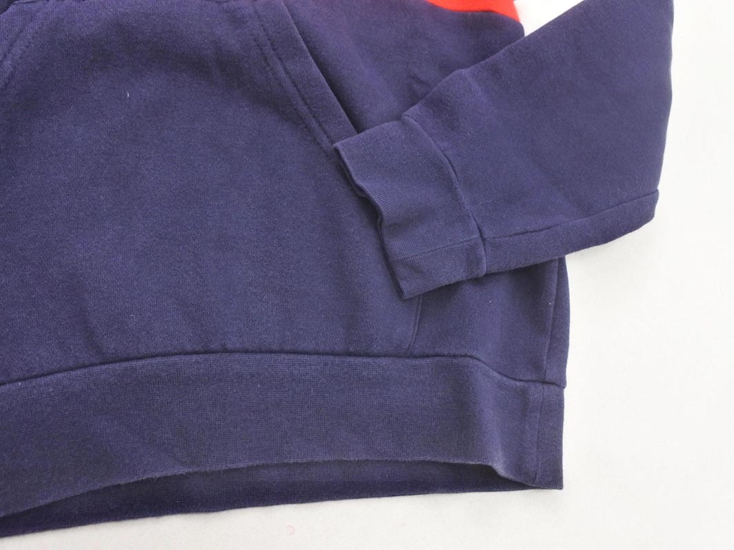 adidas アディダス 裏起毛 カンガルーポケット プルオーバー パーカー 140cm 赤ｘ紺 ◇■ ☆ fkc1 男の子_画像2