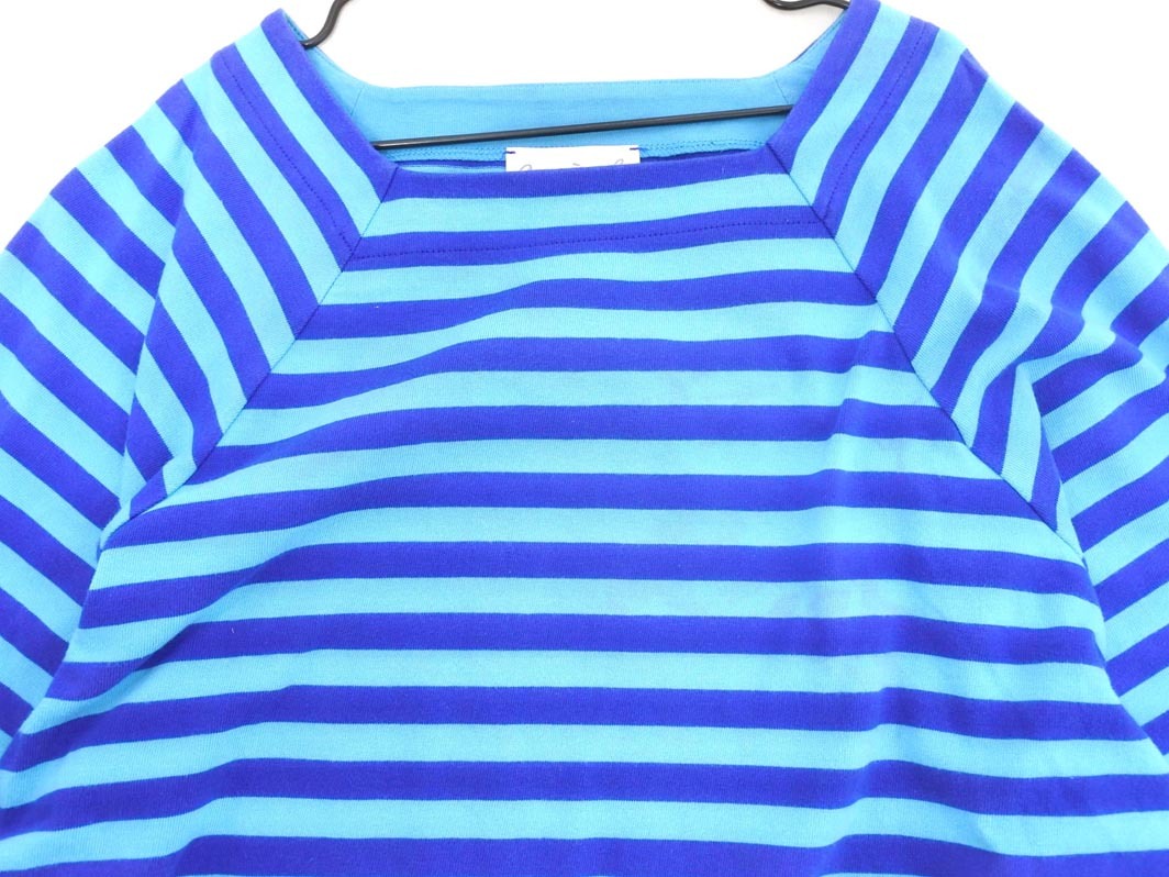 agnes b アニエスベー ボーダー スクエアネック カットソー size1/青 ◇■ ☆ fkc0 レディース_画像3