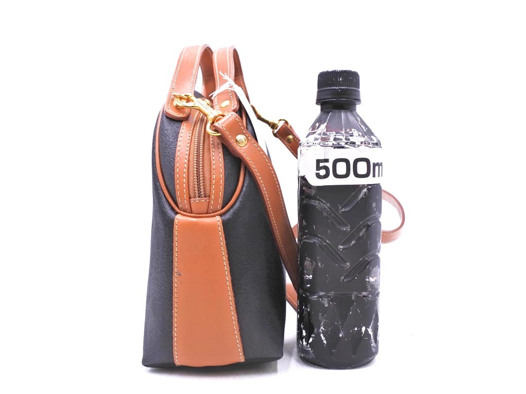  прекрасный товар Courreges Courreges Vintage 2WAY кожа ручная сумочка чёрный ## * fkc0 женский 