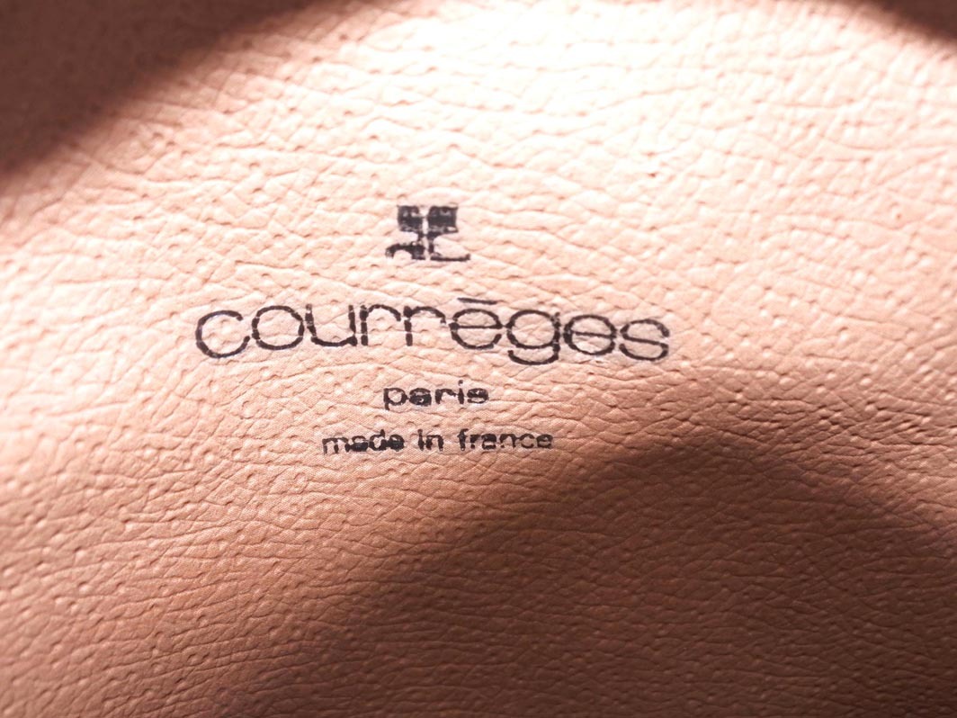  прекрасный товар Courreges Courreges Vintage 2WAY кожа ручная сумочка чёрный ## * fkc0 женский 