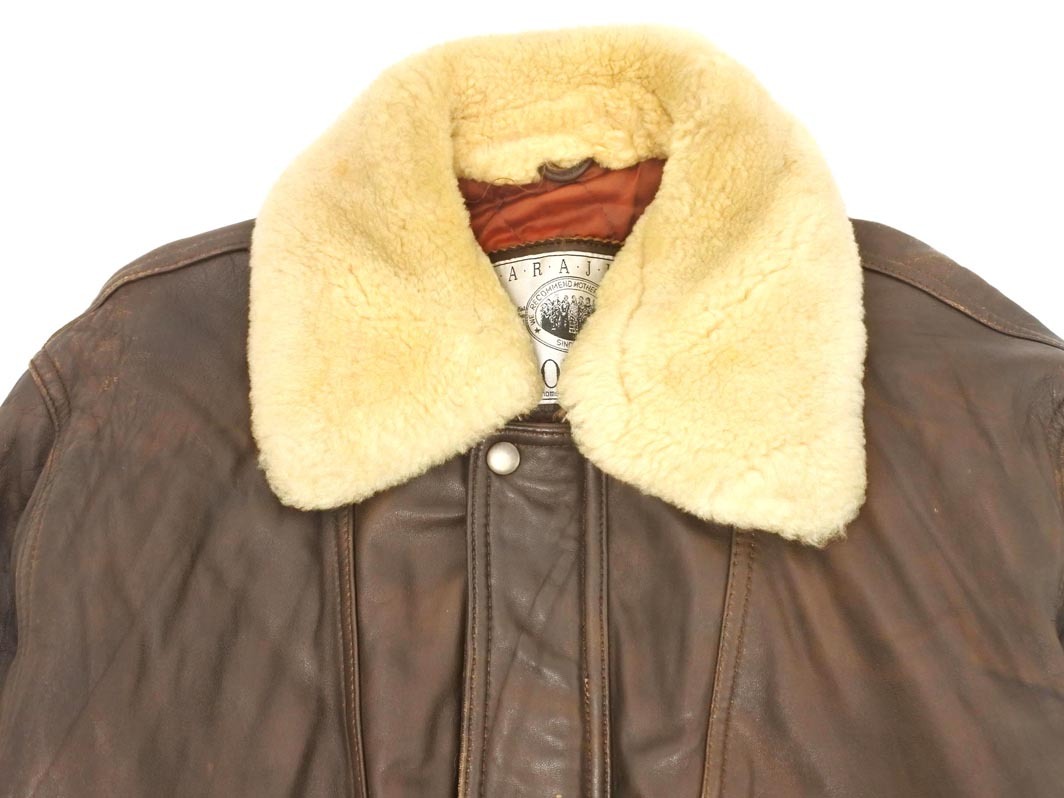 HARAJUKU MOTHER 原宿マザー ヴィンテージ B3 ラムスキン レザー フライト ジャケット sizeL/茶 ◇■ ☆ fkc0 メンズ_画像2