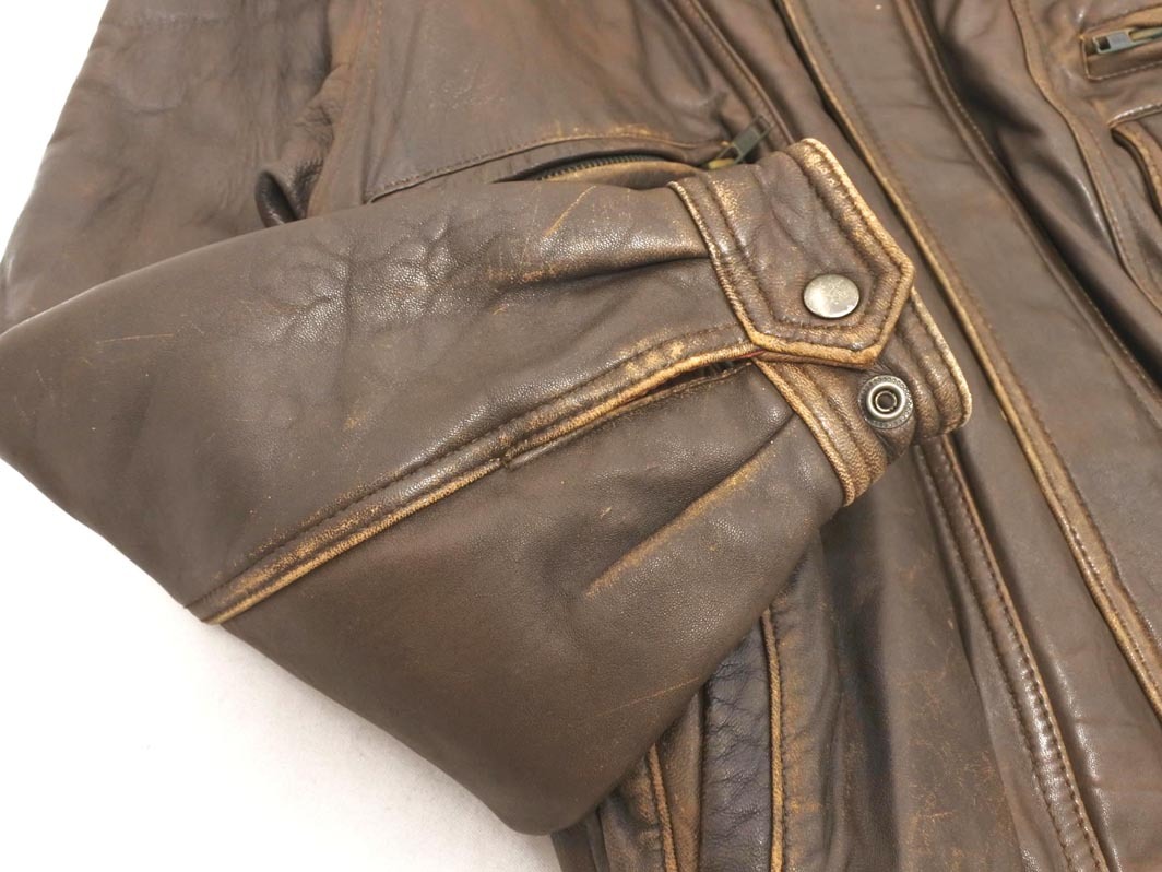 HARAJUKU MOTHER 原宿マザー ヴィンテージ B3 ラムスキン レザー フライト ジャケット sizeL/茶 ◇■ ☆ fkc0 メンズ_画像3