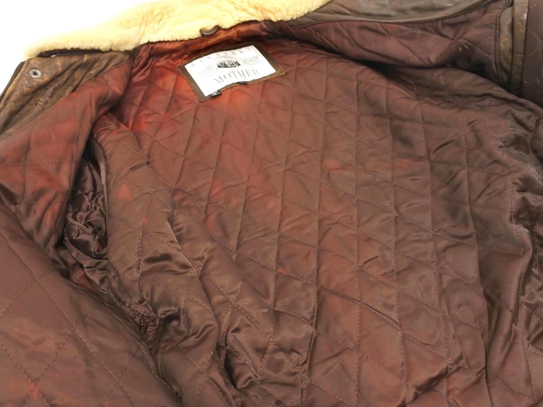 HARAJUKU MOTHER 原宿マザー ヴィンテージ B3 ラムスキン レザー フライト ジャケット sizeL/茶 ◇■ ☆ fkc0 メンズ_画像4