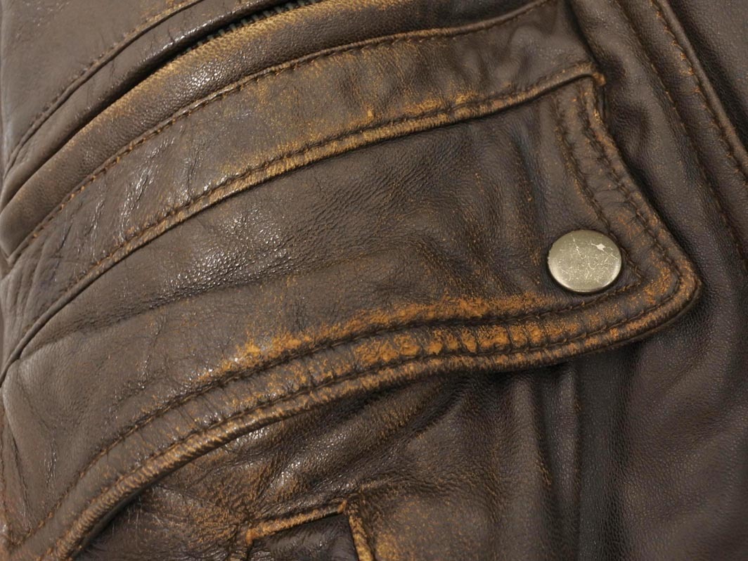 HARAJUKU MOTHER 原宿マザー ヴィンテージ B3 ラムスキン レザー フライト ジャケット sizeL/茶 ◇■ ☆ fkc0 メンズ_画像7