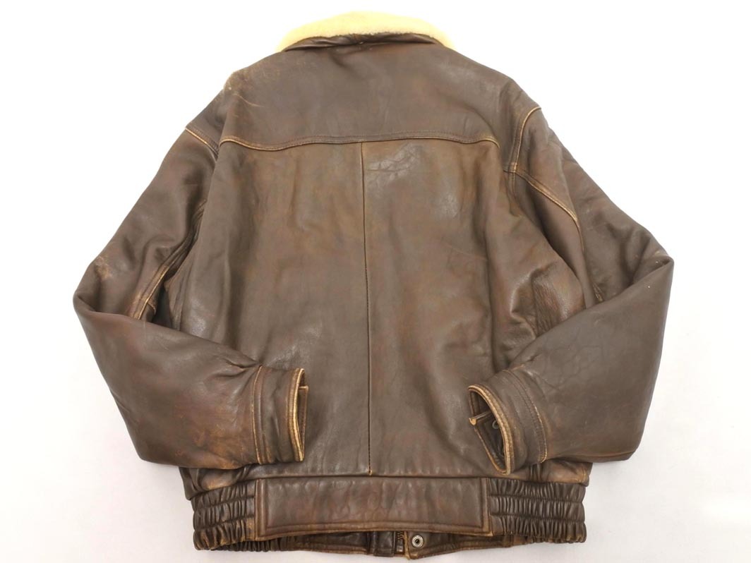HARAJUKU MOTHER 原宿マザー ヴィンテージ B3 ラムスキン レザー フライト ジャケット sizeL/茶 ◇■ ☆ fkc0 メンズ_画像10