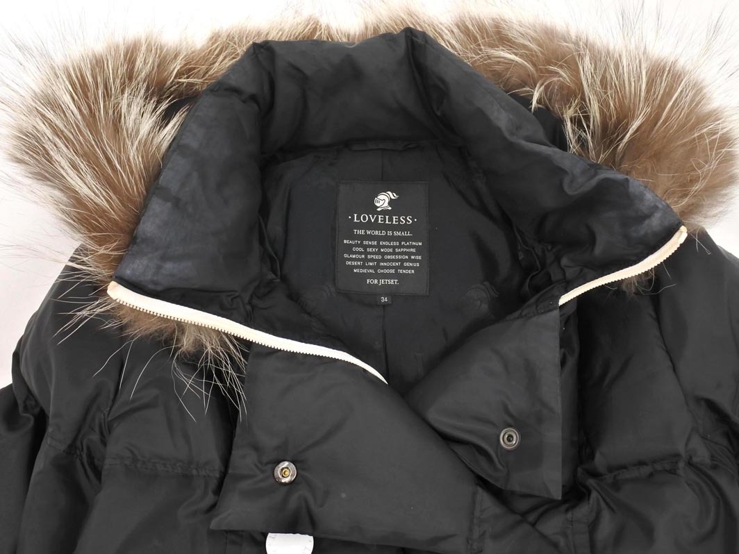LOVELESS ラブレス フード ファー 付 ダウン コート size34/黒 ◆■ ☆ fkc5 レディース_画像2