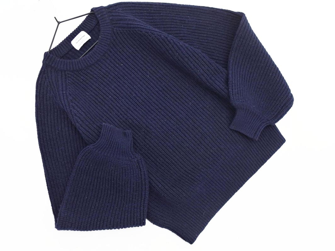 グリーンレーベルリラクシング ユナイテッドアローズ ウール混 ボリュームスリーブ ニット セーター 紺 ◇■ ☆ fkc5 レディース_画像1