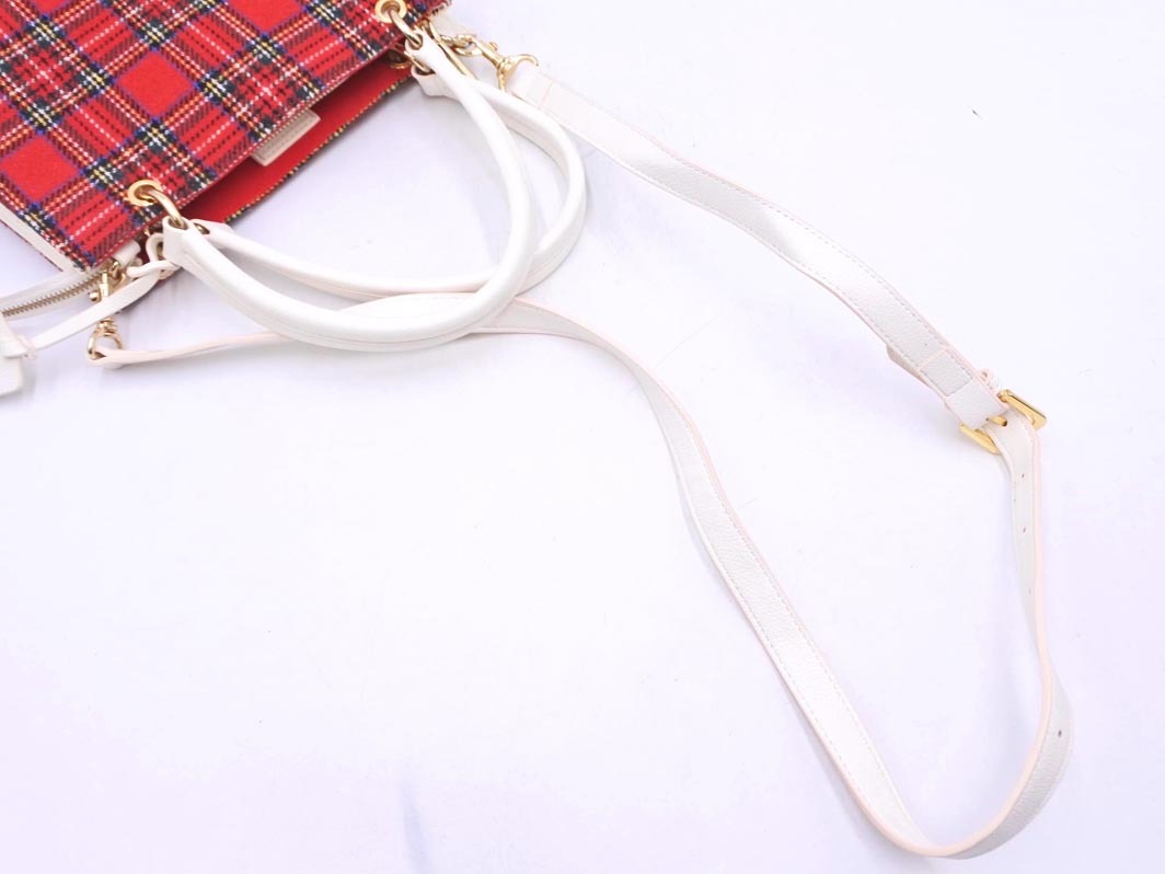 Samantha Thavasa サマンサタバサ チェック 2WAY ハンド バッグ 赤ｘ白 ■■ ☆ fkc5 レディース_画像5