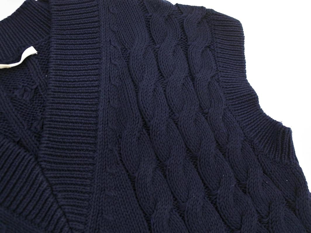 自由区 Vネック ケーブル編み ニット ベスト size38/紺 ◇■ ☆ fkc5 メンズ_画像3