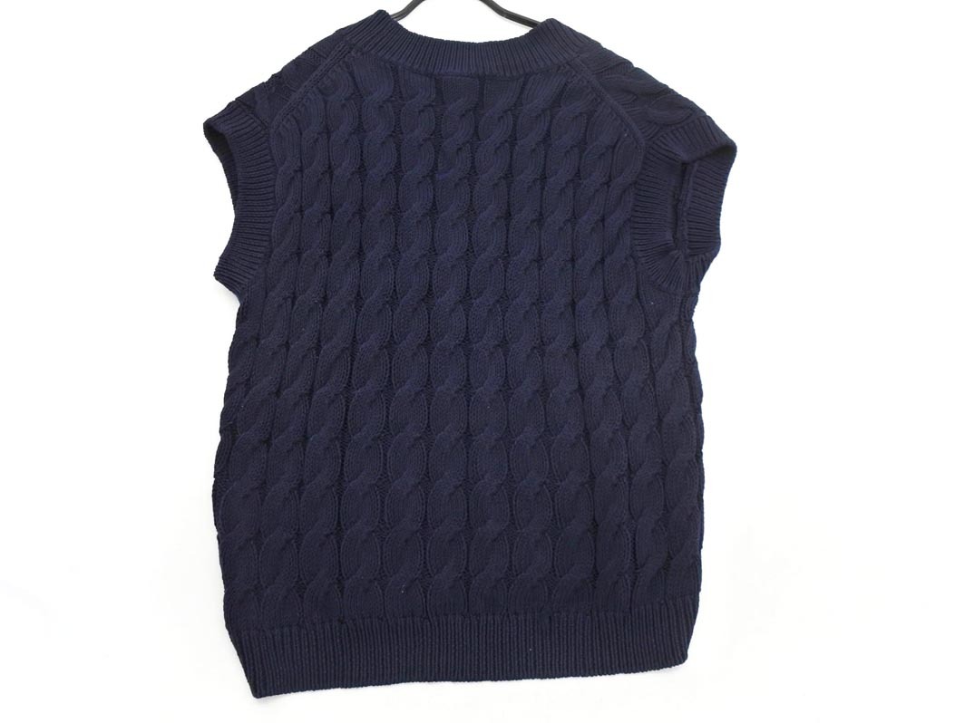 自由区 Vネック ケーブル編み ニット ベスト size38/紺 ◇■ ☆ fkc5 メンズ_画像5