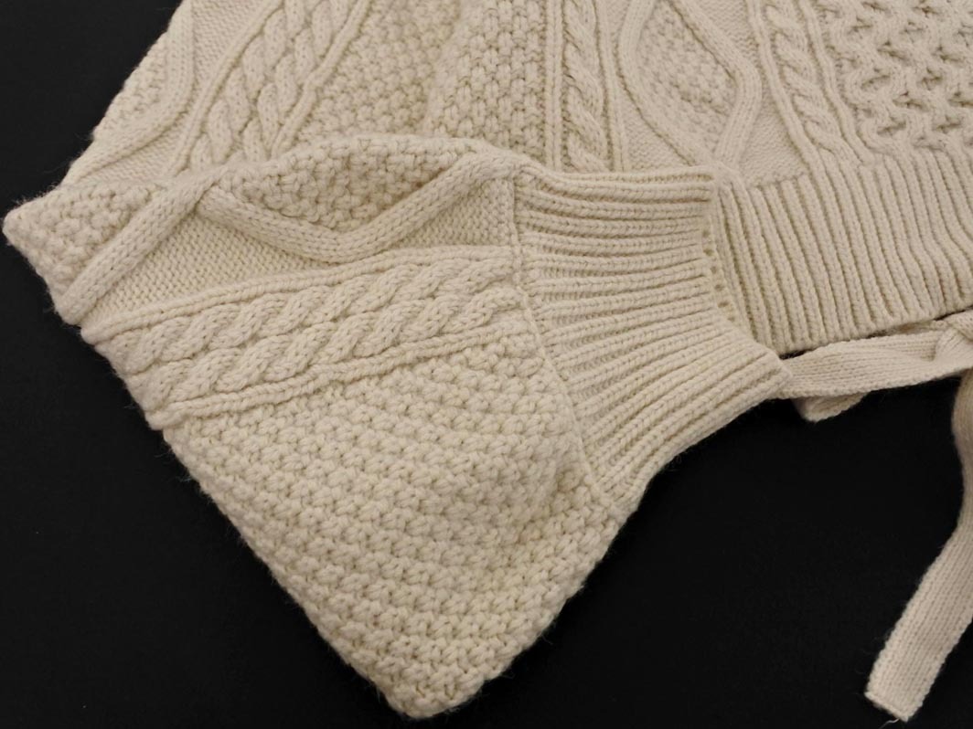 Heather ヘザー Vネック ケーブル編み ボリュームスリーブ ショート丈 ニット セーター sizeF/オフホワイト ◇■ ☆ fkc5 レディース_画像3