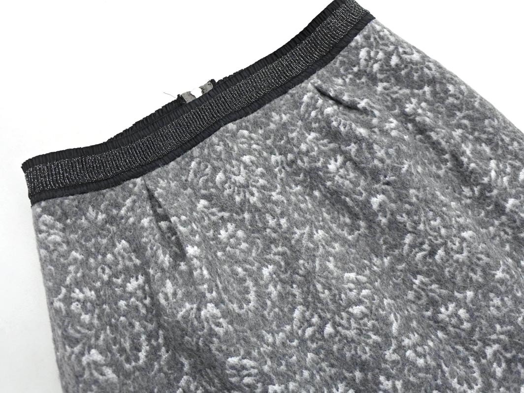 KATHARINE ROSS キャサリンロス ウール混 総柄 タック Aライン 台形 スカート sizeM/グレー ◇■ ☆ fkc5 レディース_画像2