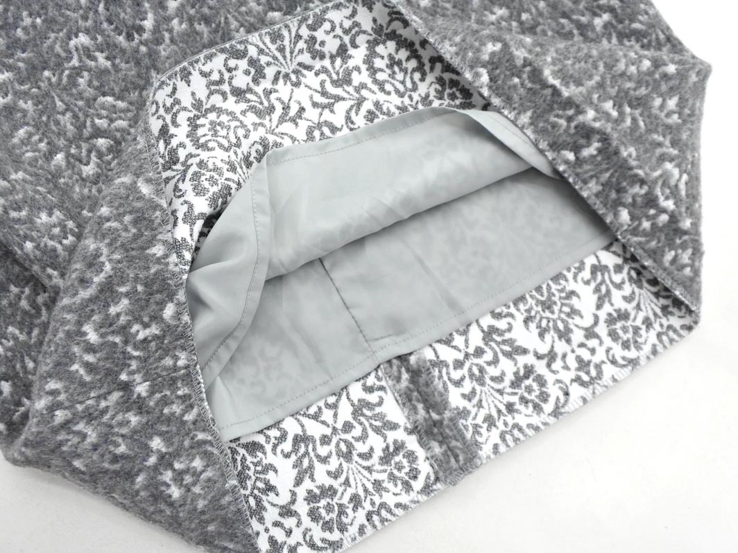 KATHARINE ROSS キャサリンロス ウール混 総柄 タック Aライン 台形 スカート sizeM/グレー ◇■ ☆ fkc5 レディース_画像3