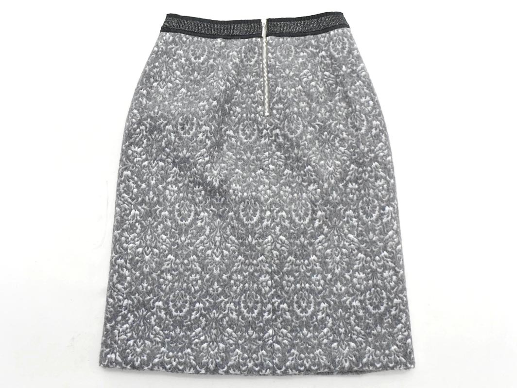 KATHARINE ROSS キャサリンロス ウール混 総柄 タック Aライン 台形 スカート sizeM/グレー ◇■ ☆ fkc5 レディース_画像6