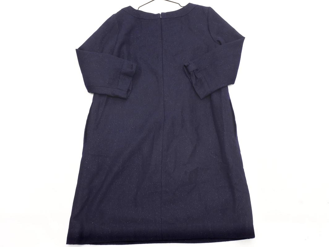 pour la frime プーラフリーム ウール混 ラメ Iライン ワンピース 紺 ◇■ ☆ fkc5 レディース_画像6