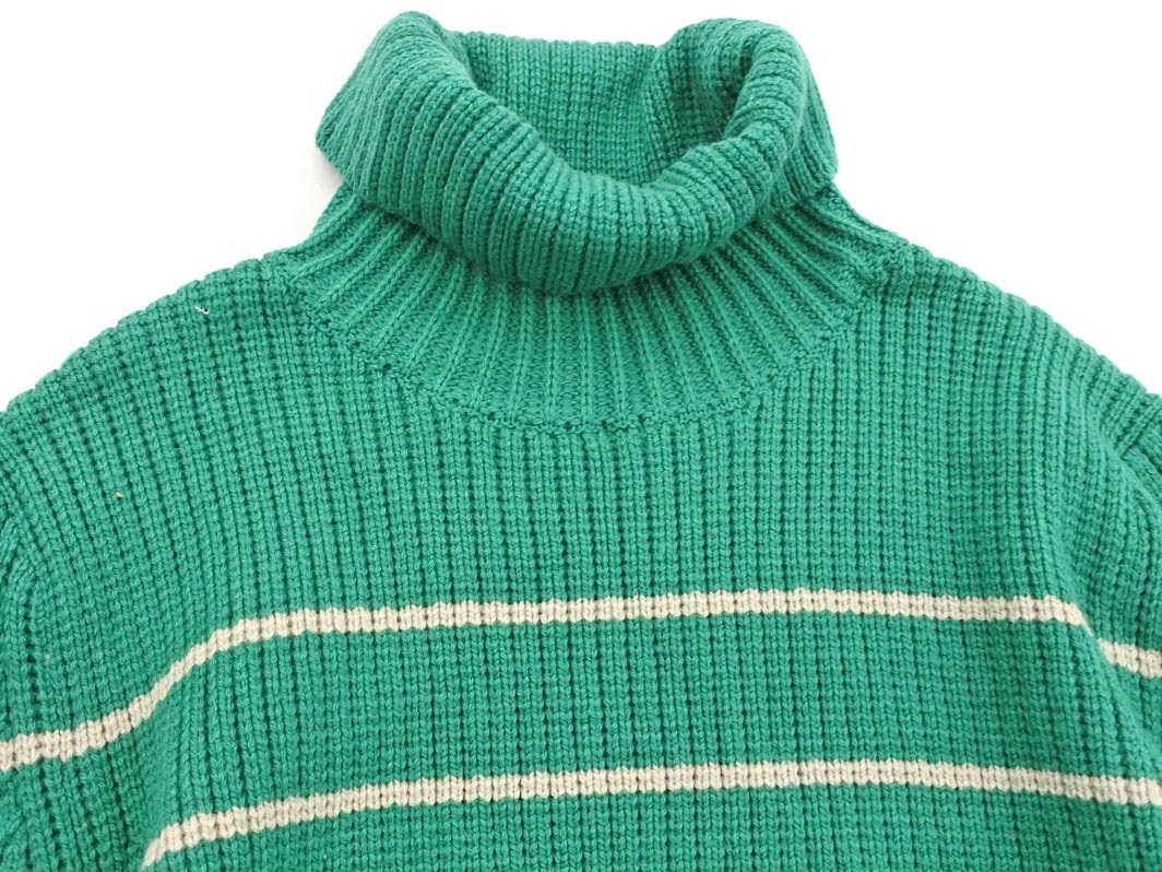 Rope Picnic ロペピクニック ハイネック ボーダー ニット セーター size38/緑ｘグレー ◇■ ☆ fkc5 レディース_画像2