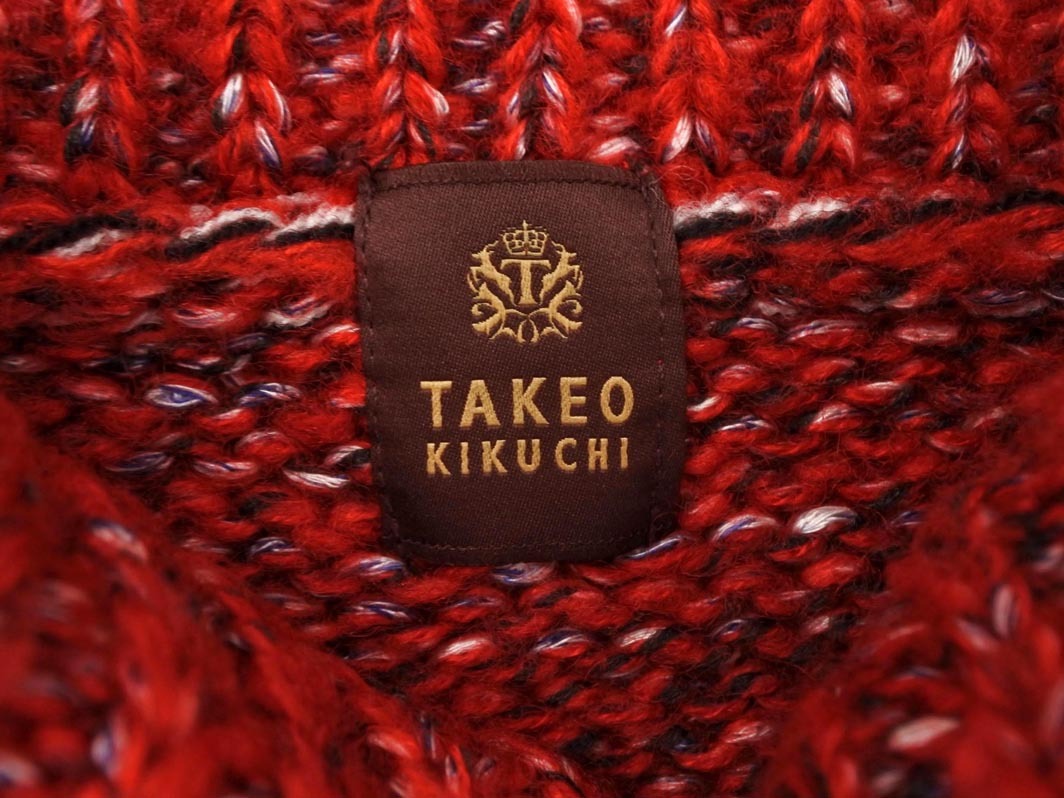 TAKEO KIKUCHI タケオキクチ ボタン付 ニット セーター size4/赤 ◇■ ☆ fkc6 メンズ_画像5