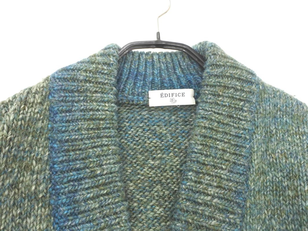 EDIFICE エディフィス ウール混 グラデーション カーディガン size38/青緑 ◇■ ☆ fkc6 メンズ_画像3