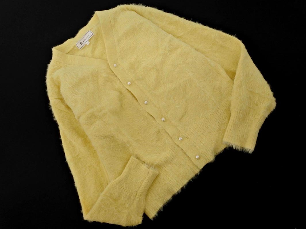 Rope Picnic ロペピクニック シャギー パールボタン カーディガン size38/黄 ◇■ ☆ fkc6 レディース_画像1