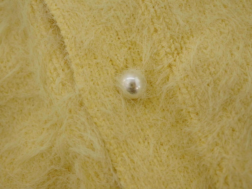 Rope Picnic ロペピクニック シャギー パールボタン カーディガン size38/黄 ◇■ ☆ fkc6 レディース_画像4