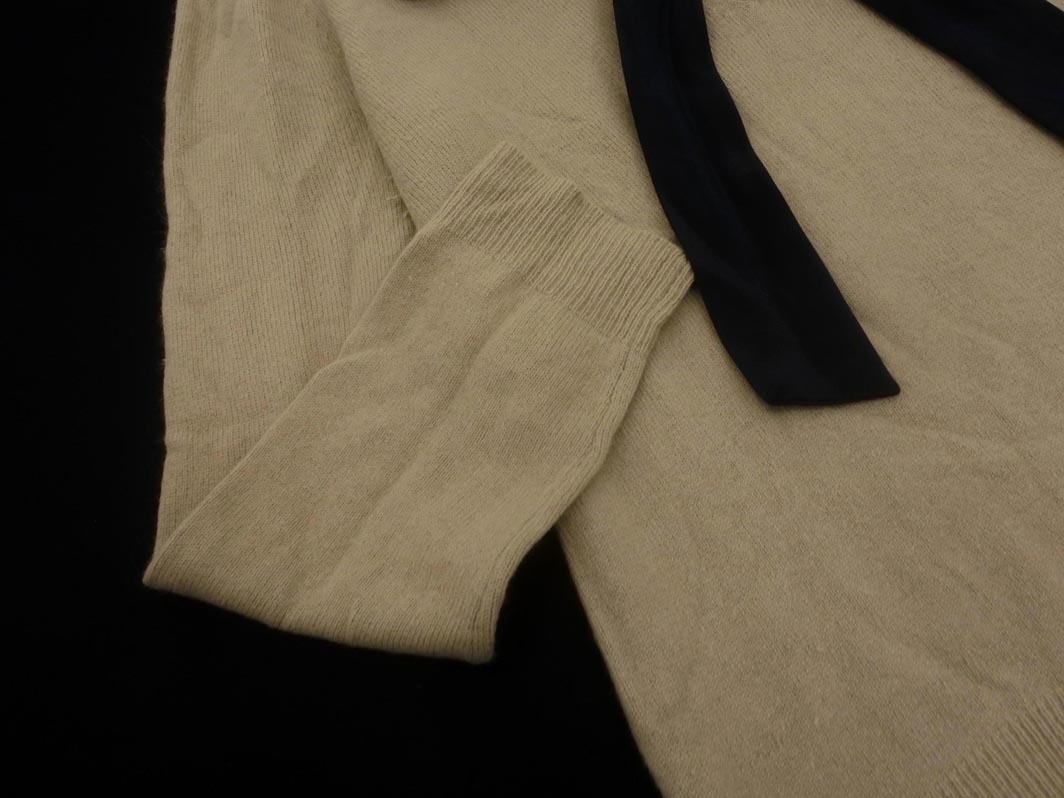 BEAUTY & YOUTH ビューティ&ユース ユナイテッドアローズ アンゴラ混 リボン ニット セーター ベージュｘ紺 ◇■ ☆ fkc6 レディース_画像2