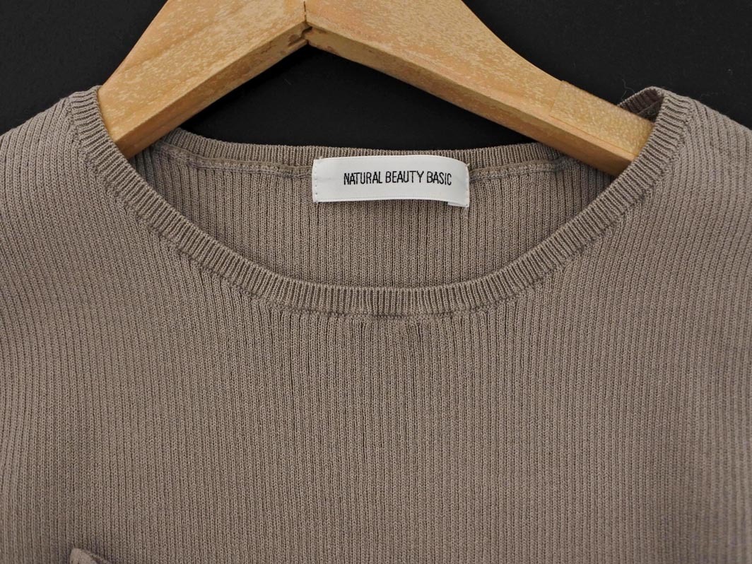 NATURAL BEAUTY BASIC ナチュラルビューティーベーシック 切替 ニット セーター sizeFR/グレー ◇■ ☆ fkb1 レディース_画像3