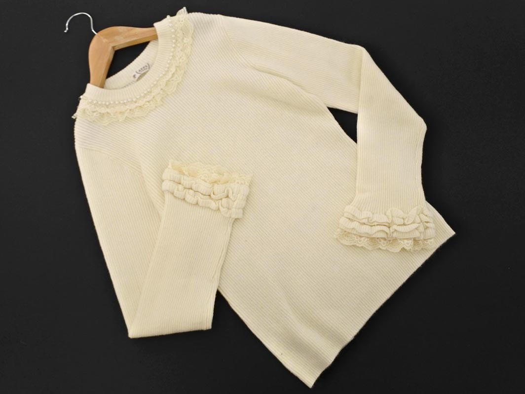 新品 axes femme アクシーズファム レース フリル パールビーズ ニット セーター sizeM/アイボリー ◇■ ☆ fkc7 レディース_画像1