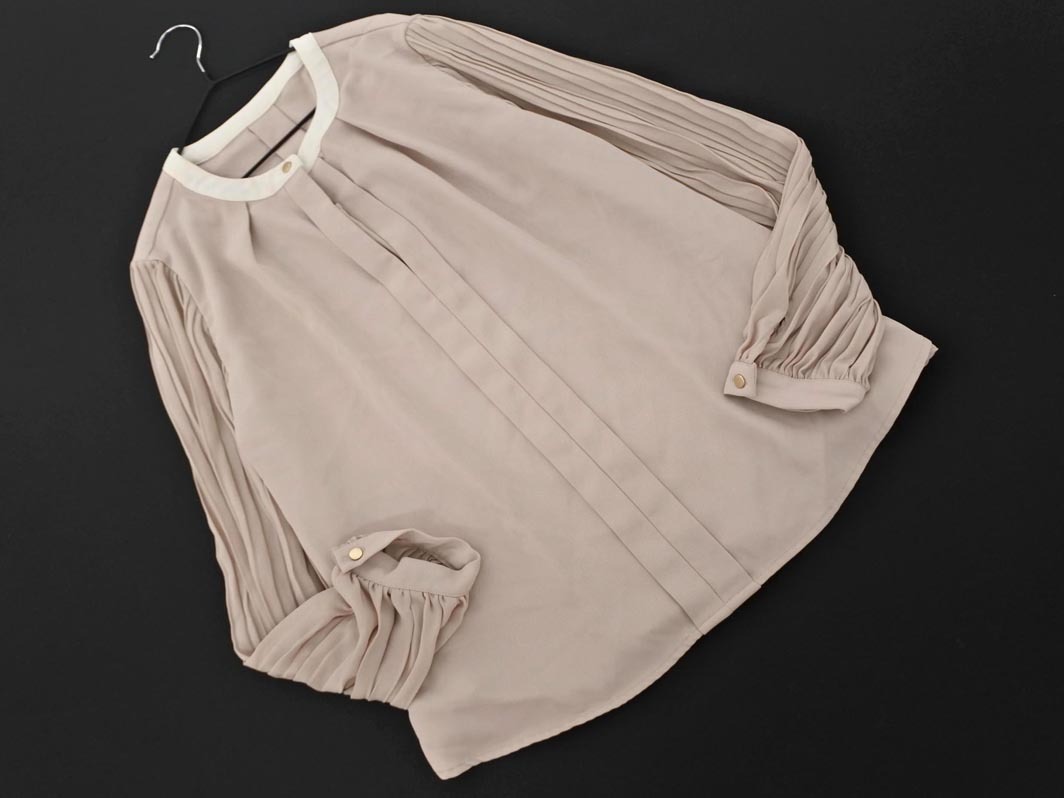 Rope Picnic ロペピクニック タック バンドカラー ボリュームスリーブ プリーツ シャツ size36/ベージュ ◇■ ☆ fkc7 レディース_画像1