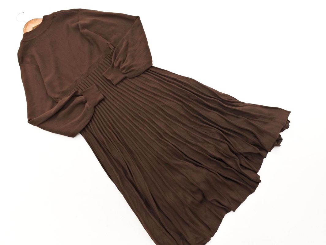 MAJESTIC LEGON マジェスティックレゴン 切替 ニット ワンピース sizeM/茶 ◇■ ☆ fkc7 レディース_画像6