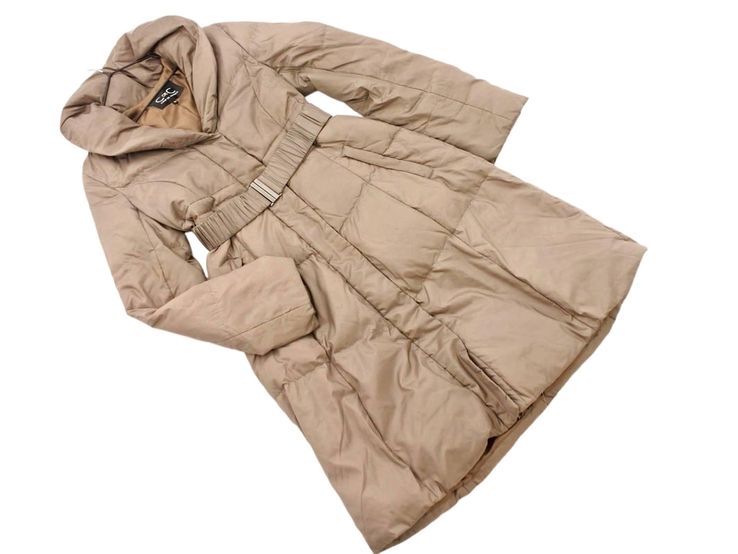 COUP DE CHANCE クードシャンス ベルト付き ショールカラー ダウン コート size36/ブラウン ◆■ ☆ fkc7 レディース_画像1